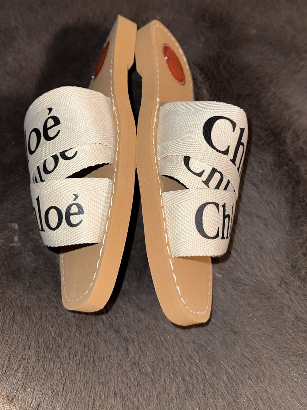 NEW Chloe Designer Woody Flat Logo Ribbon Slide Sandals Shoe Women 9B/39EU White - Picture 12 of 15